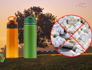 Protect the environment and discard disposable water cups