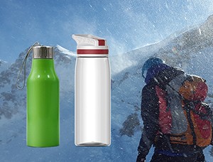 What kind of drinking bottles should I use in areas with harsh weather conditions?