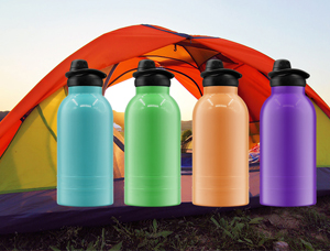Why is it recommended to carry a large-capacity water bottle for outdoor camping