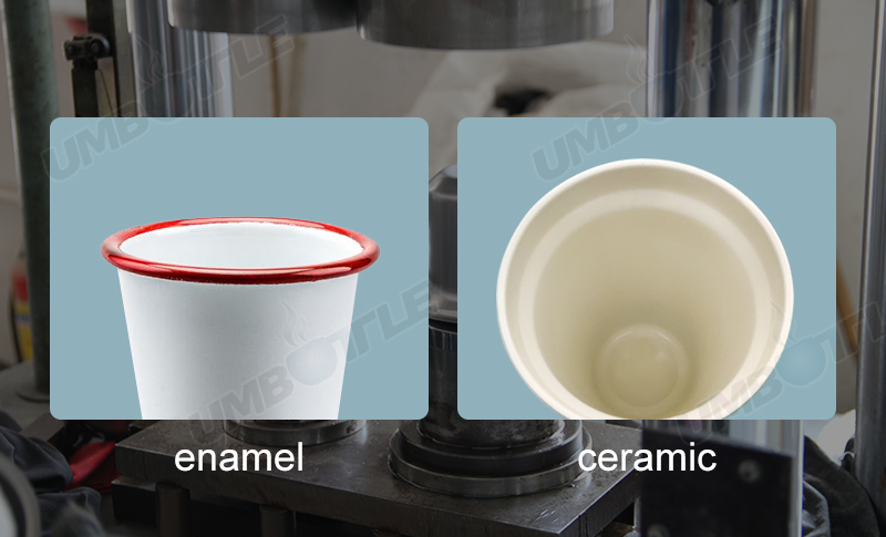 What is the difference between the ceramic paint process and the enamel process inside the stainless steel water cup