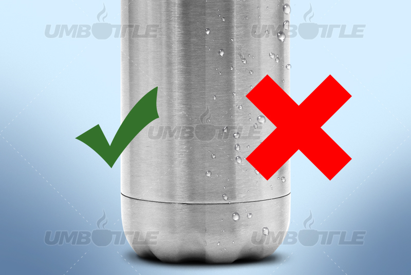 Why do small drops of water condense on the surface of the stainless steel vacuum flask after it is filled with cold water?