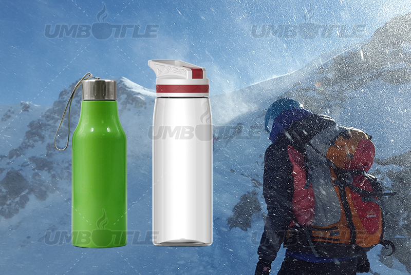 What kind of drinking bottles should I use in areas with harsh weather conditions?