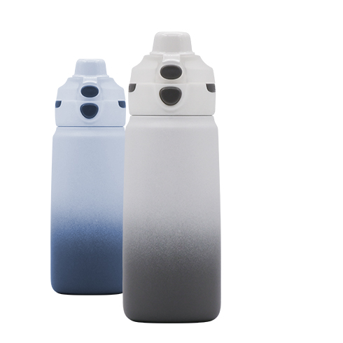 500ml outdoor sports water cup fitness kettle bounce straw double drink 304 stainless steel thermos cup two-color gradient hand lift