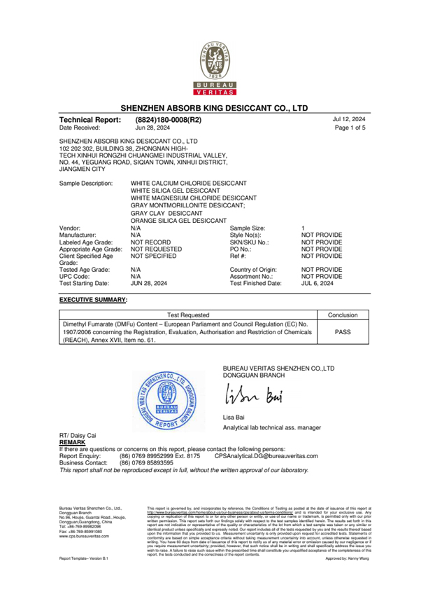 Desiccant DMF Reach USA